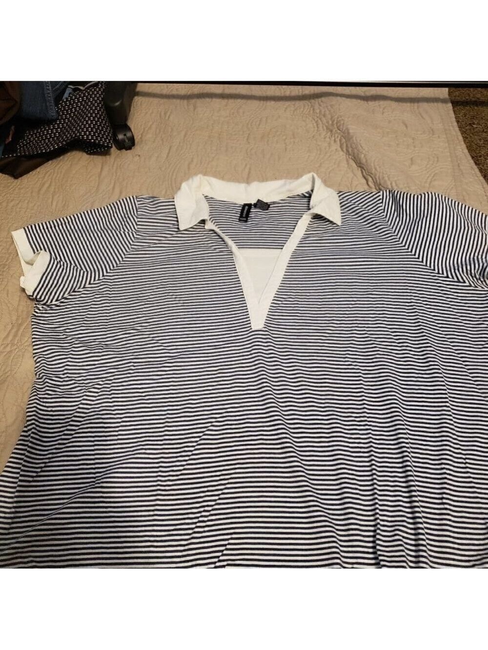 JASON Maxwell Navy and White Stripped Top